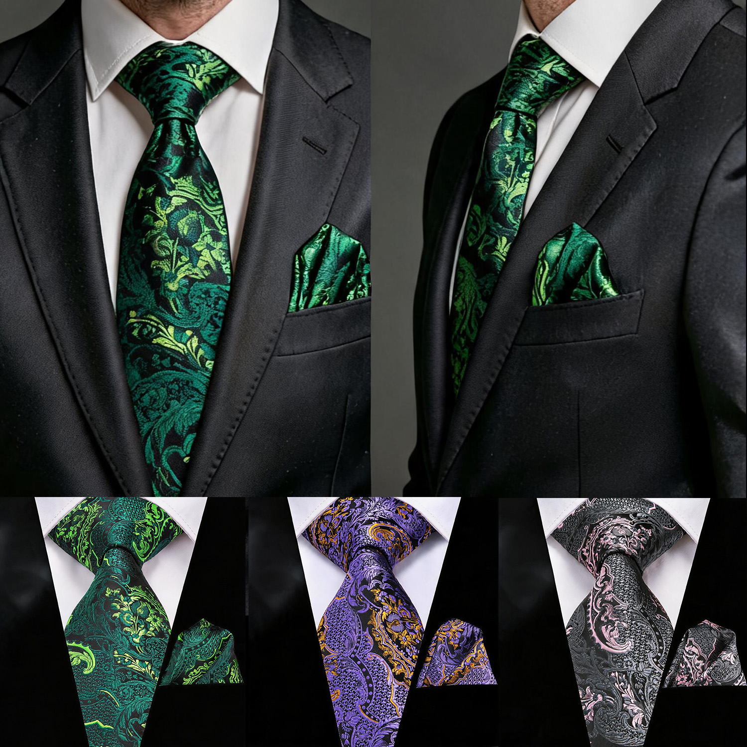 Men Formal Wear Purple - Green Or Gray Or Purple Paisley