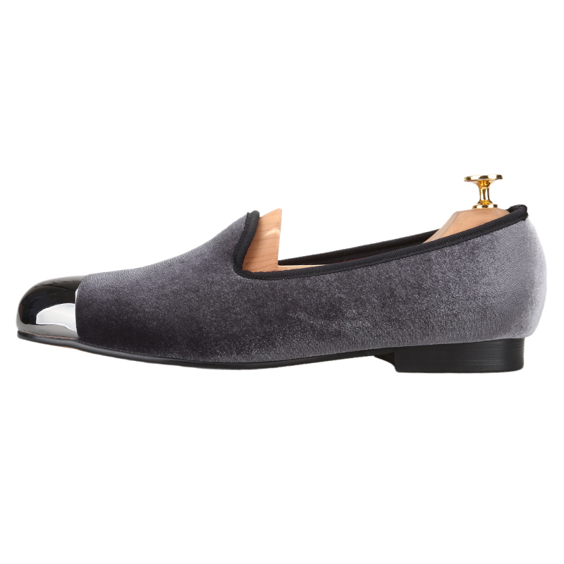 Piergitar Gray Velvet Slip-On  - Men'S Formal Wear Slippers reseña y precio
