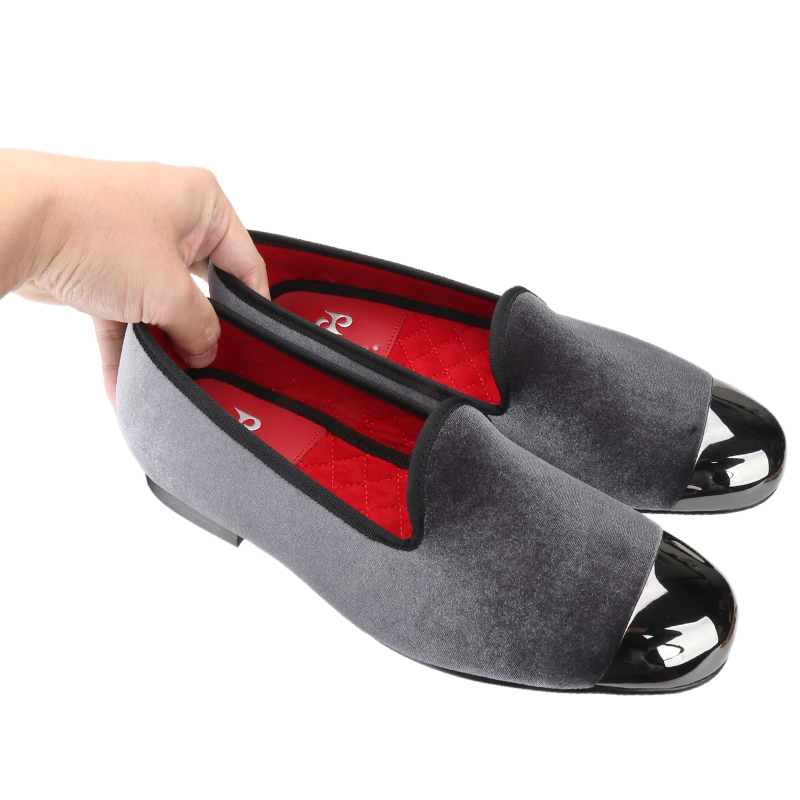 Piergitar Gray Velvet Slip-On  - Men'S Formal Wear Slippers reseña y precio