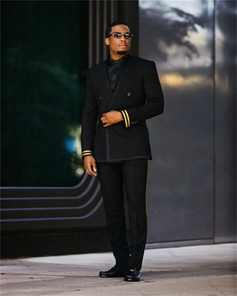 Black Men Suit Set 2 Piece Bla - Formal Wear For Men Yellow reseña y precio
