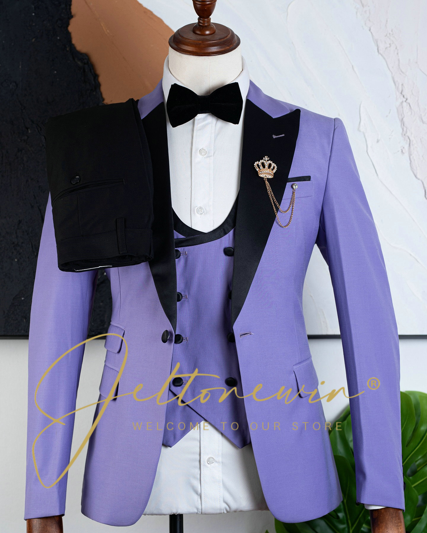 Men's Purple Three Piece Tuxed - Men Formal Wear Purple reseña y precio