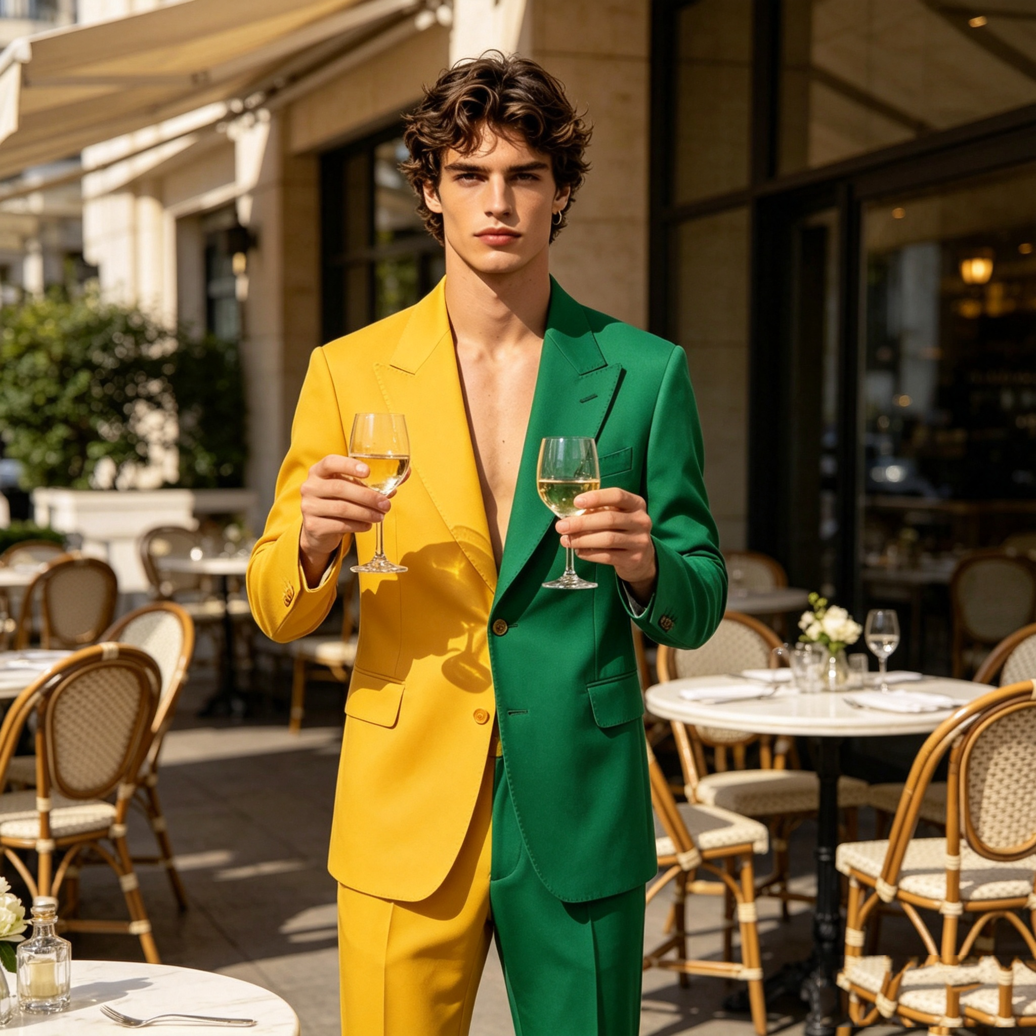 Splicing Colors Men Suit Set 2 - Formal Wear For Men Yellow reseña y precio