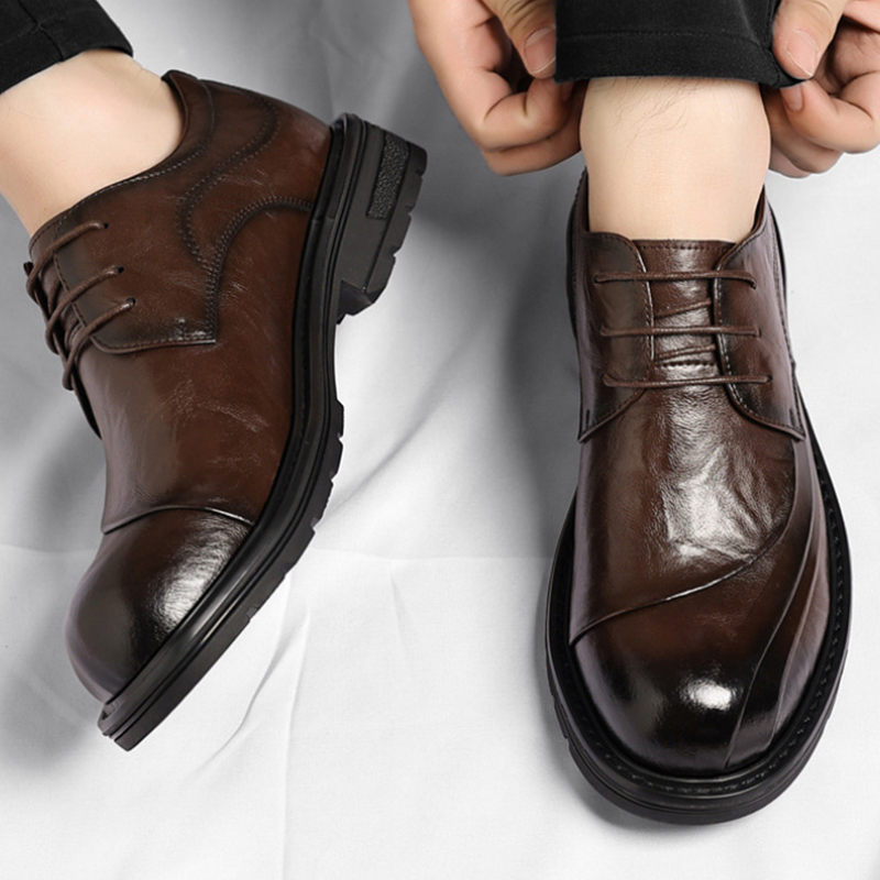 Brown Burnished Genuine Leathe - Men'S Formal Party Wear Shoes reseña y precio