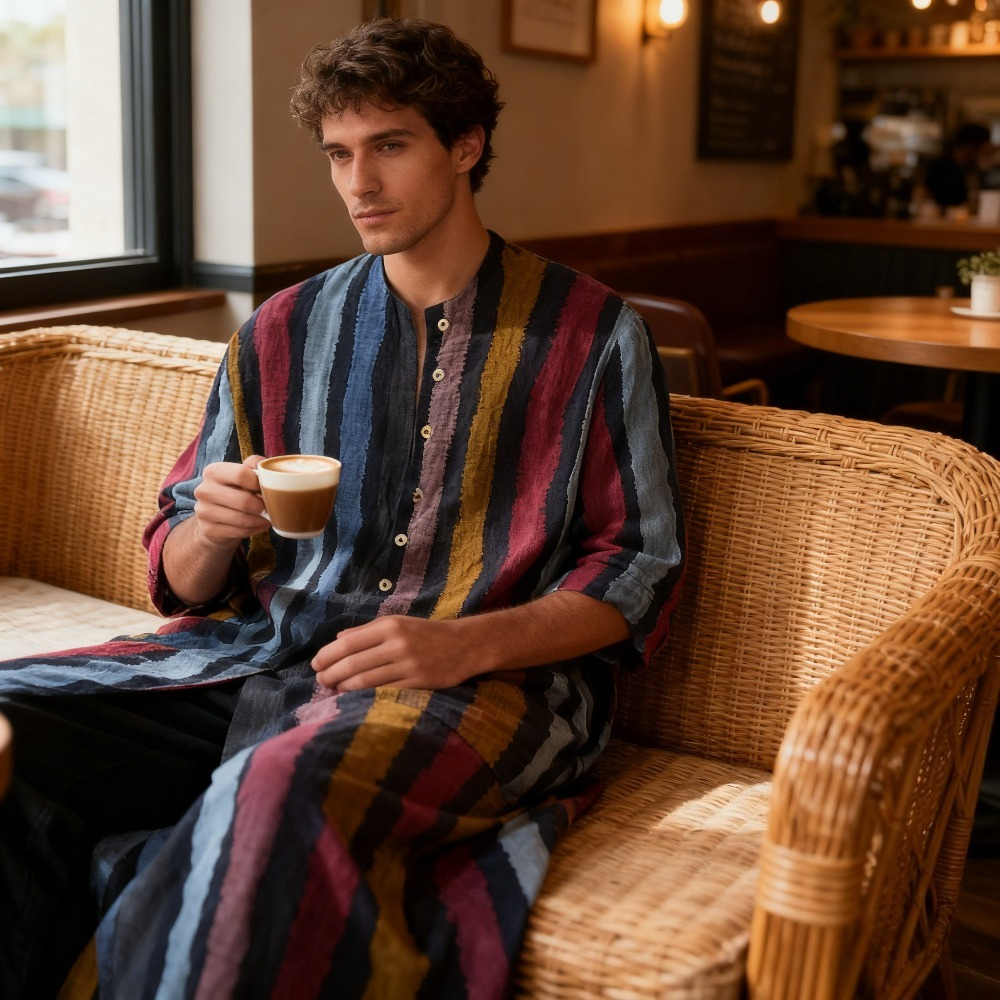 2026 New Striped Printed Musli - Arabic Formal Wear Men reseña y precio