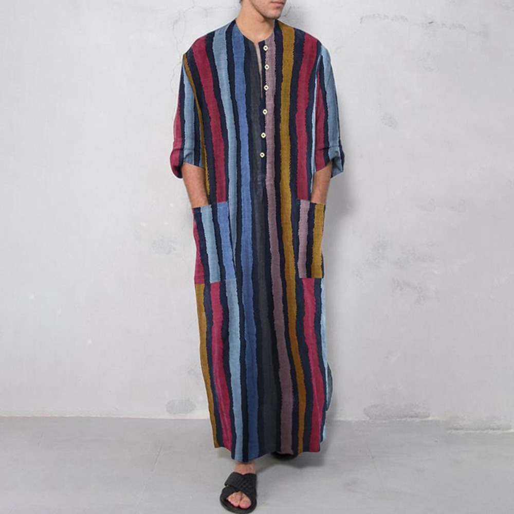 2026 New Striped Printed Musli - Arabic Formal Wear Men reseña y precio