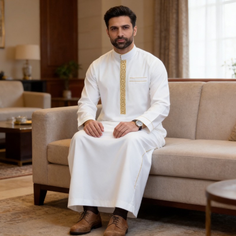 Arabic Mens Thobe Embroidered  - Arabic Formal Wear Men reseña y precio