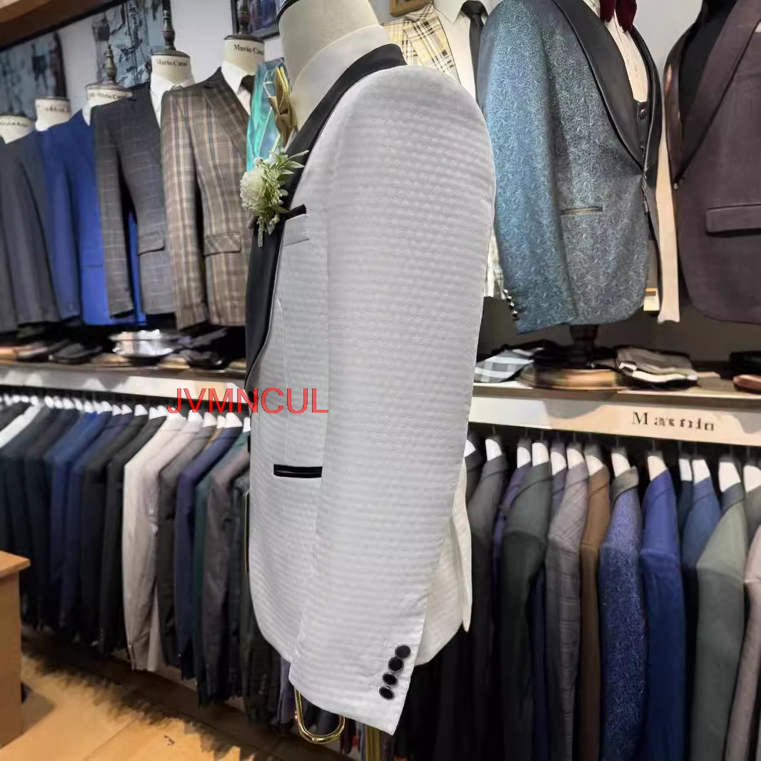 2026 Men's White Jacquard 3 Pi - Men'S Formal Wear For Reception reseña y precio