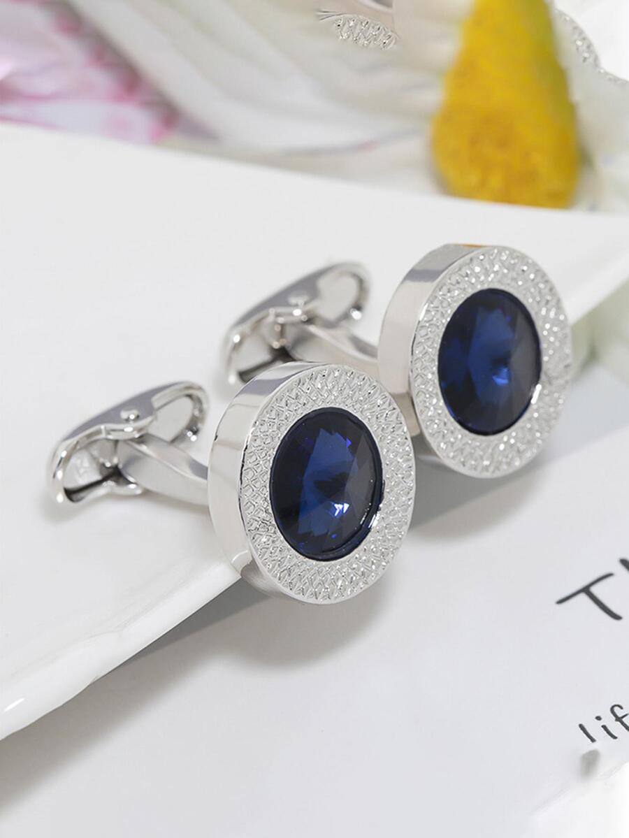 2Pcs Mens Blue Gem Decor Round - Men Formal Wear With Tie reseña y precio
