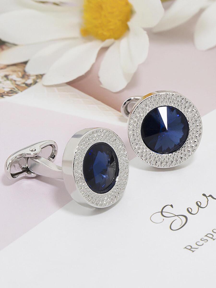 2Pcs Mens Blue Gem Decor Round - Men Formal Wear With Tie reseña y precio