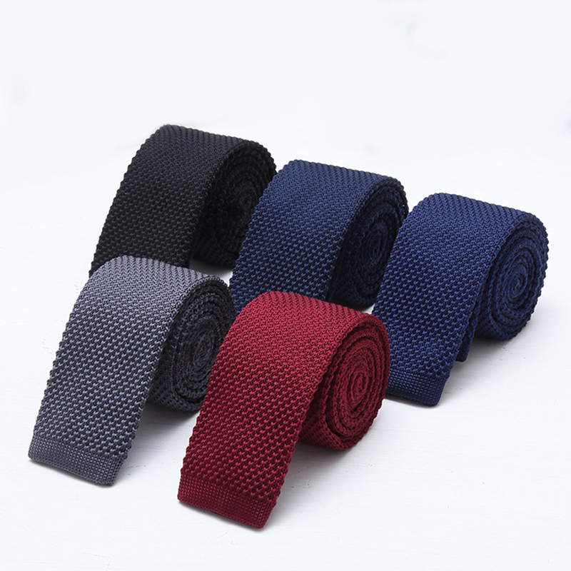 6cm Solid Black White Knitted  - Men Formal Wear With Tie reseña y precio