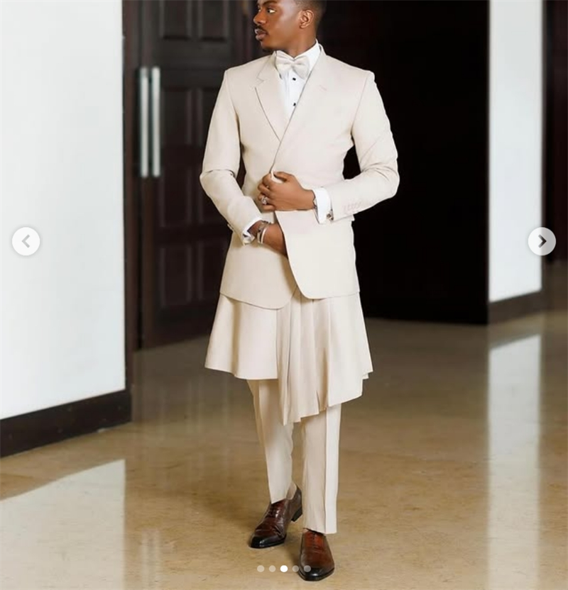 Beige Men Suit Set 2 Piece Bla - Arabic Formal Wear Men reseña y precio