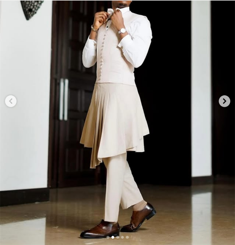 Beige Men Suit Set 2 Piece Bla - Arabic Formal Wear Men reseña y precio