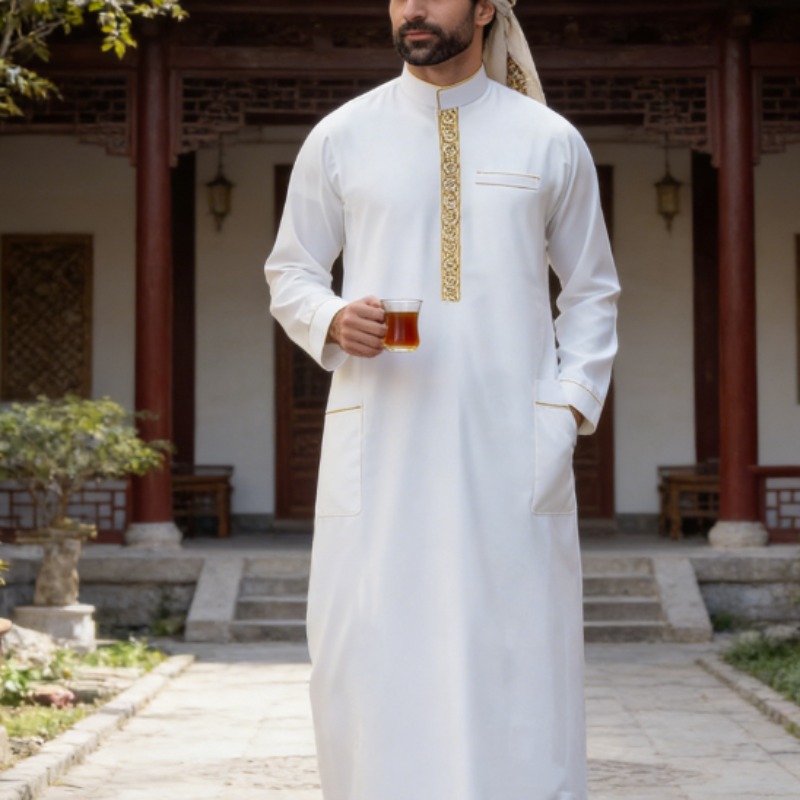 Arabic Mens Thobe Embroidered  - Arabic Formal Wear Men reseña y precio