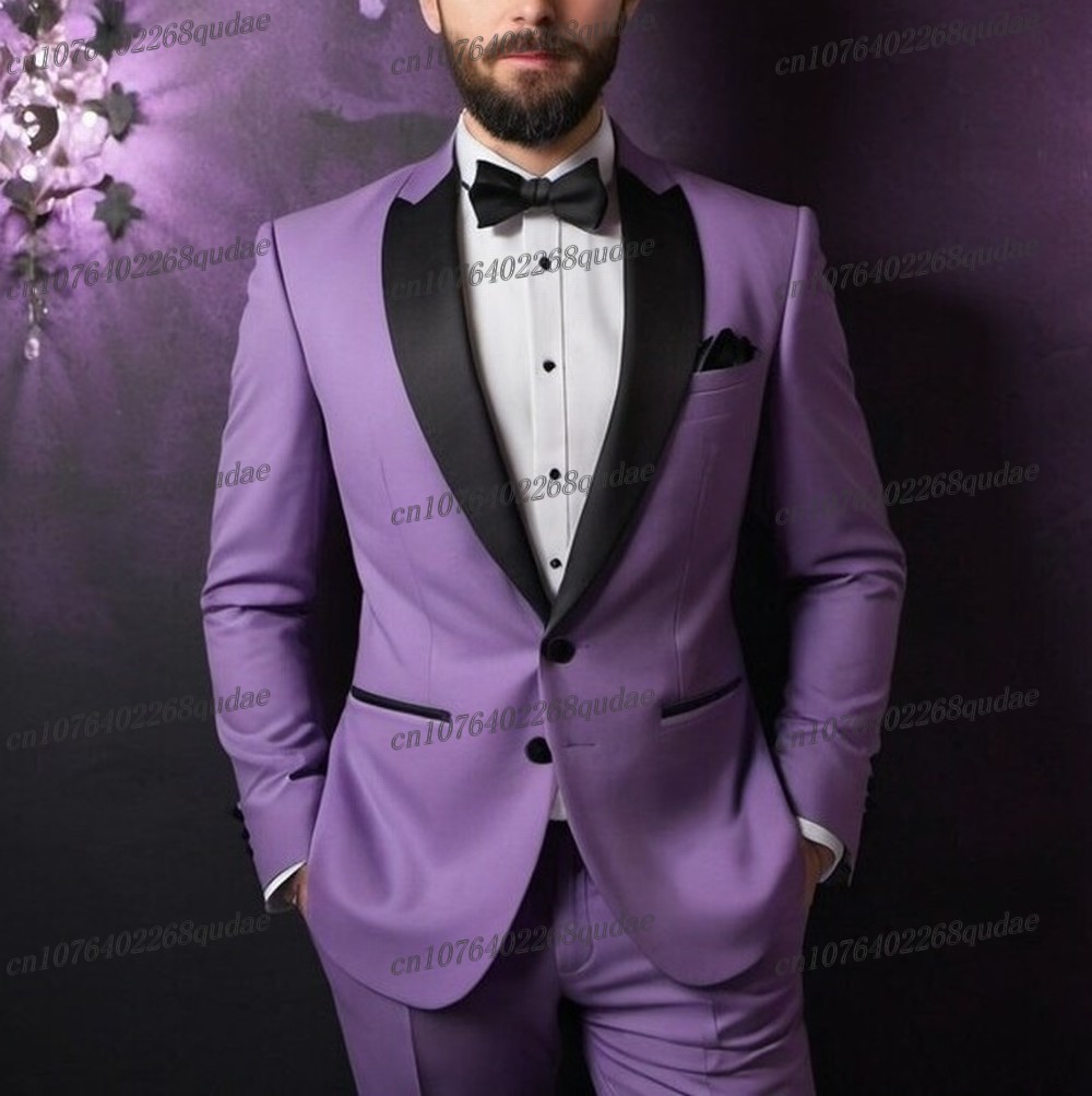 Black Collar Light Purple Form - Men Formal Wear Purple reseña y precio