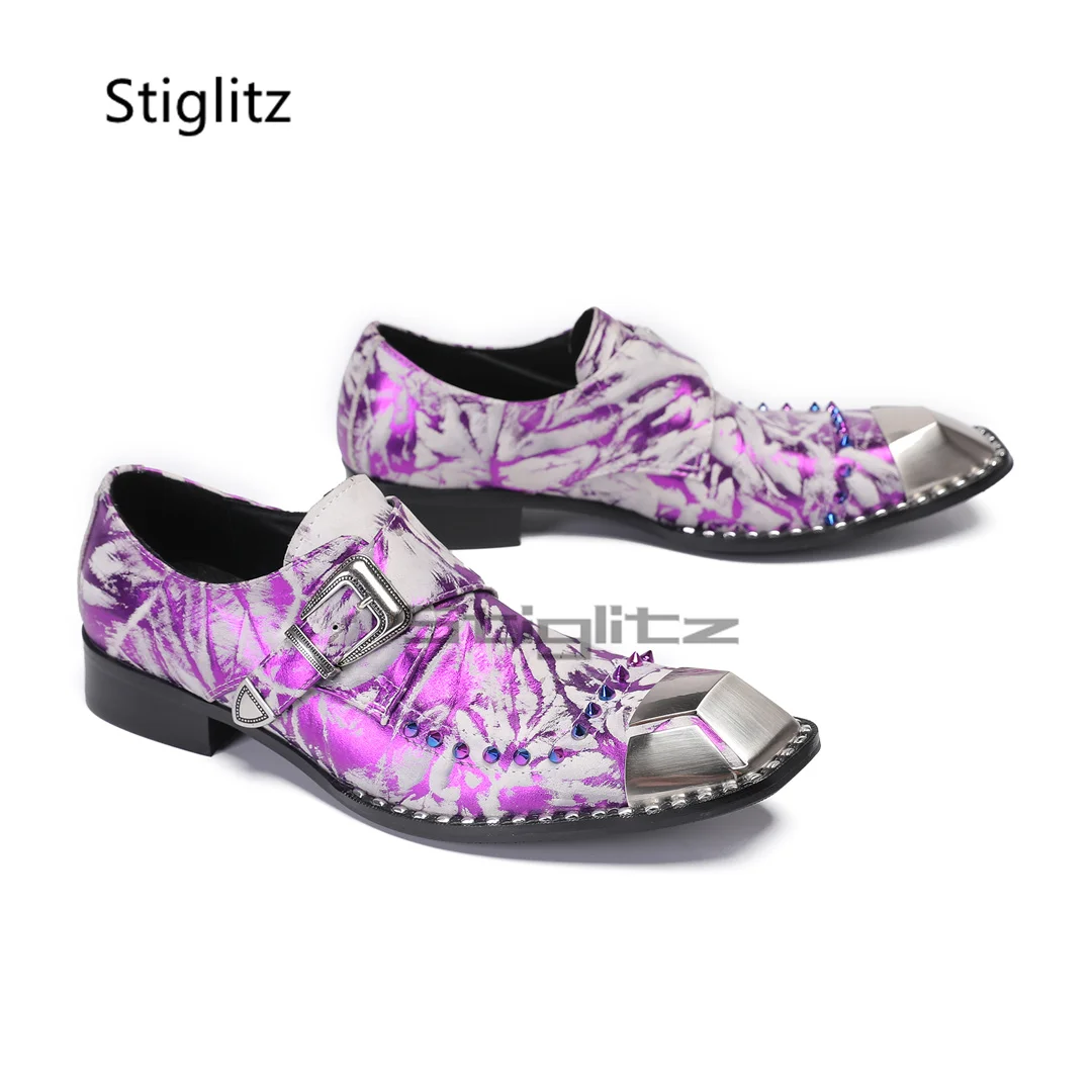 Purple Prints Genuine Leather  - Men'S Formal Party Wear Shoes reseña y precio