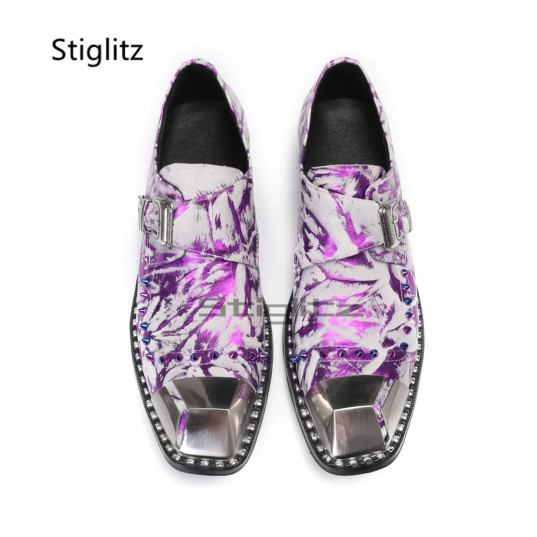 Purple Prints Genuine Leather  - Men'S Formal Party Wear Shoes reseña y precio
