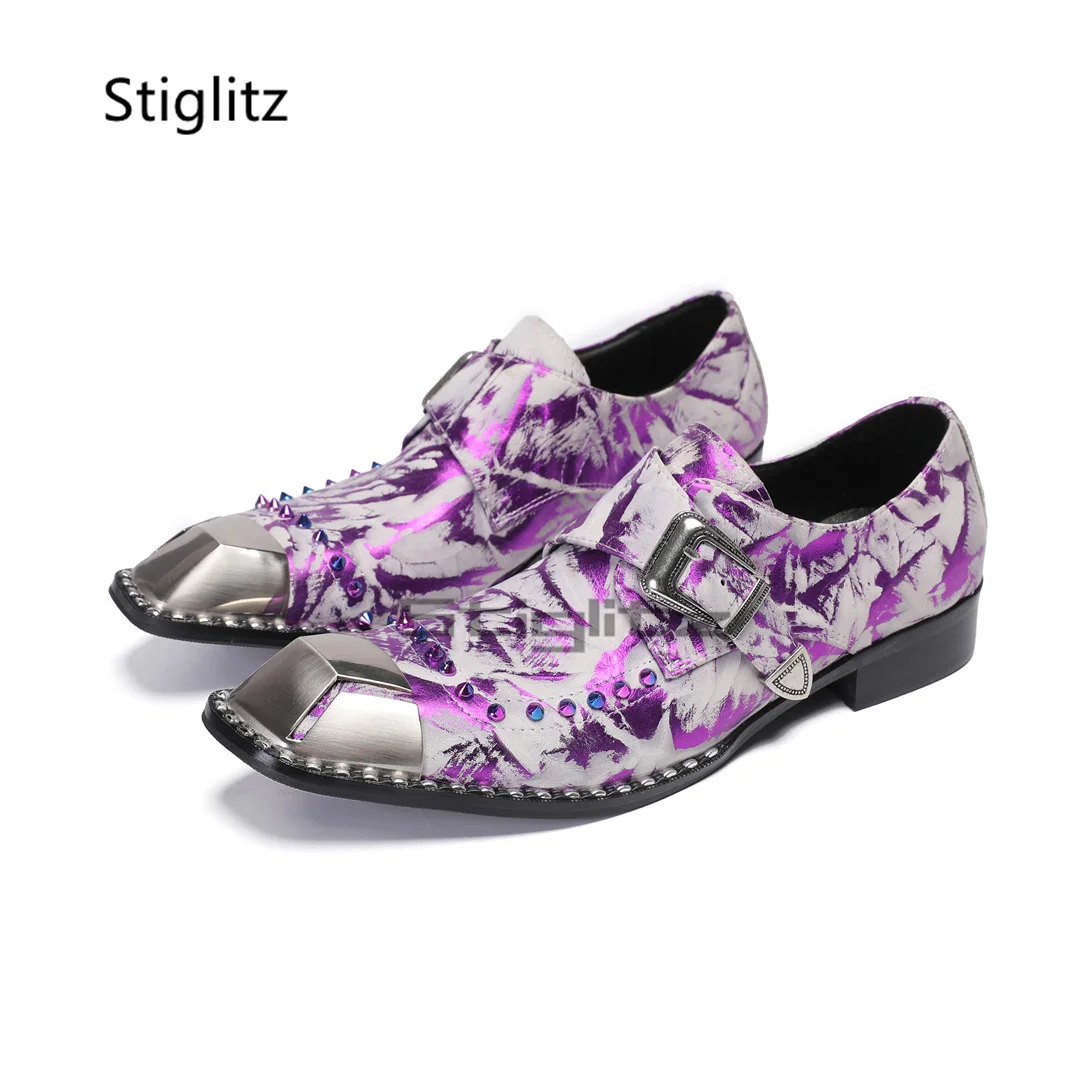 Purple Prints Genuine Leather  - Men'S Formal Party Wear Shoes reseña y precio