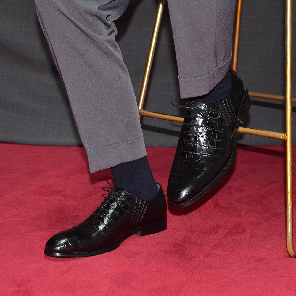 Men's Black Crocodile Pattern  - Men'S Formal Party Wear Shoes reseña y precio