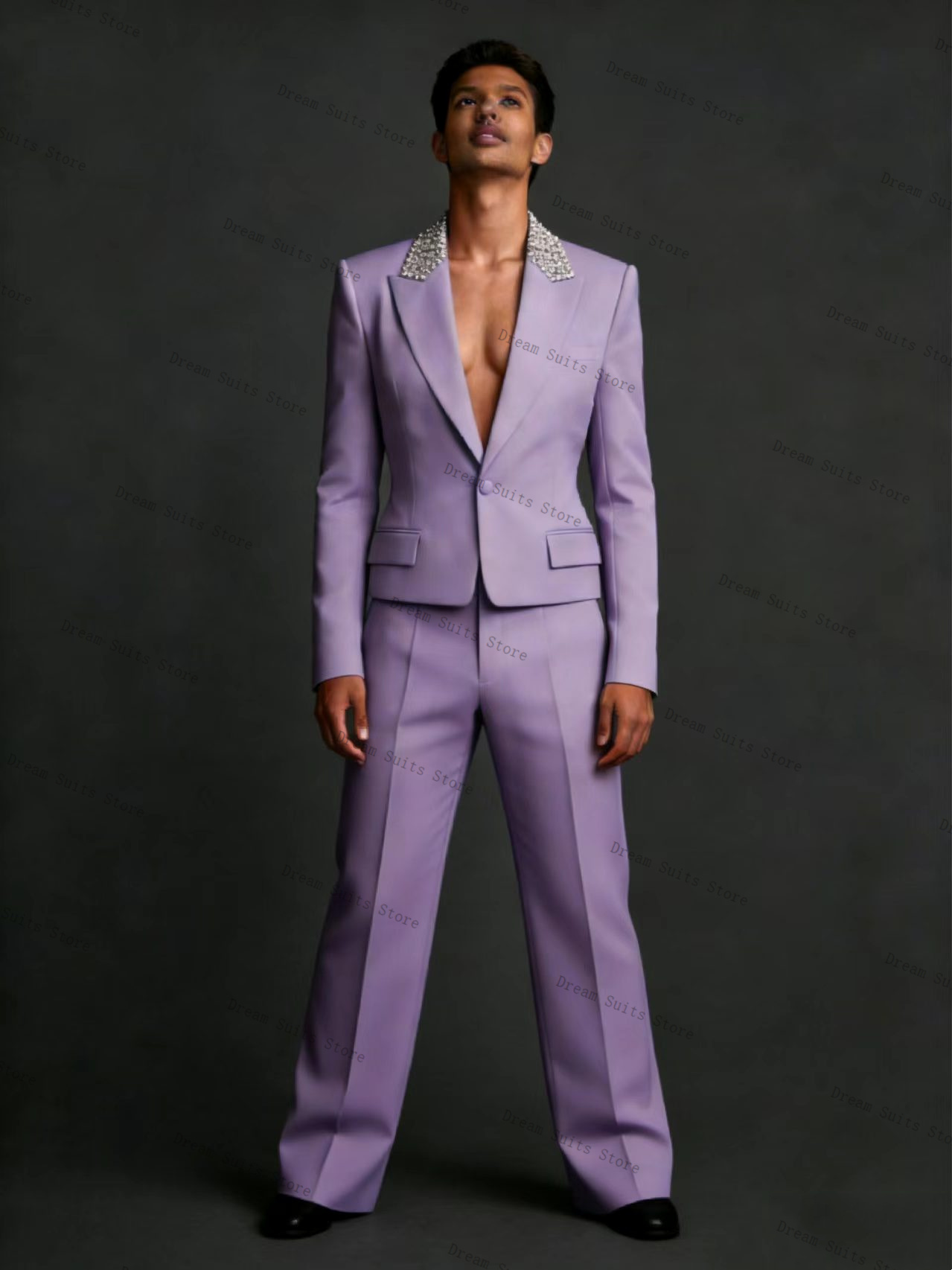 Crystals Men Suit Set 2 Pcs Bl - Men Formal Wear Purple reseña y precio