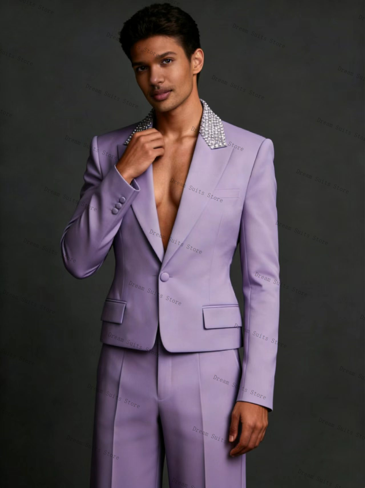 Crystals Men Suit Set 2 Pcs Bl - Men Formal Wear Purple reseña y precio