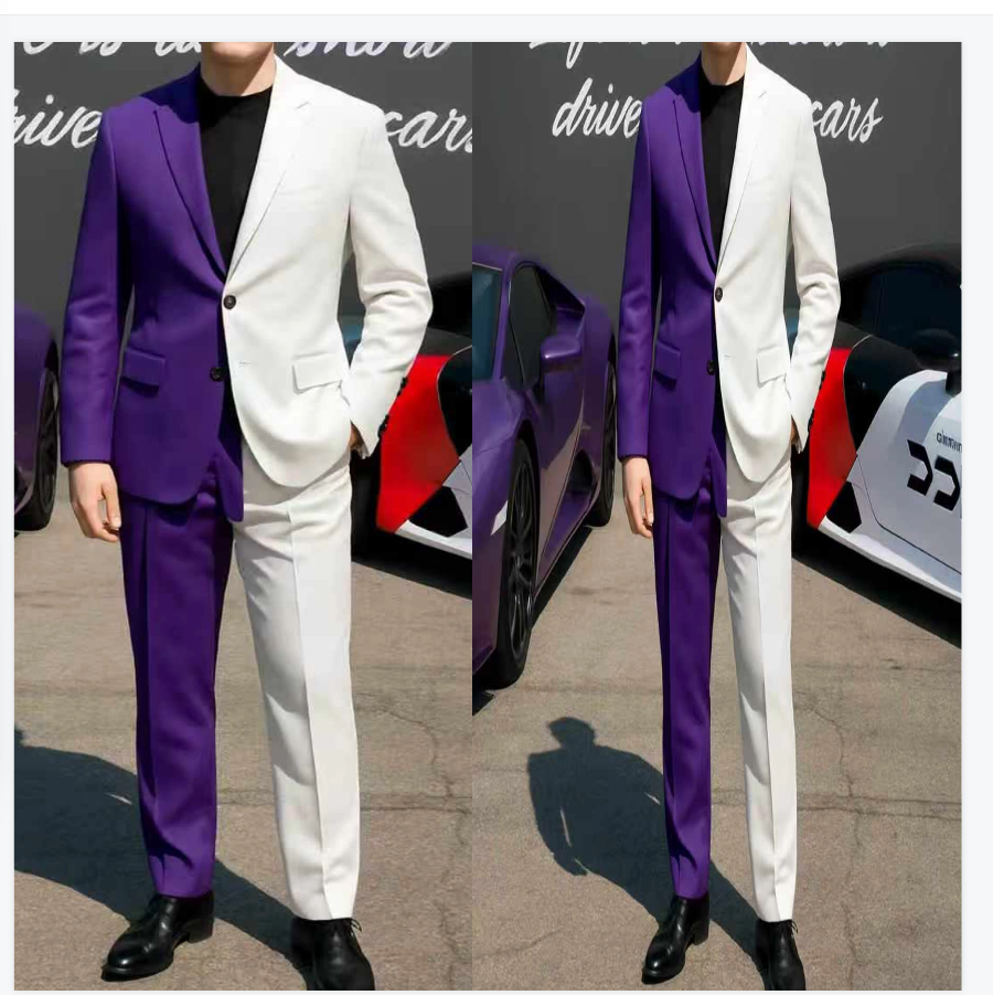 Purple White Men Suit Set 2 Pc - Men Formal Wear Purple reseña y precio